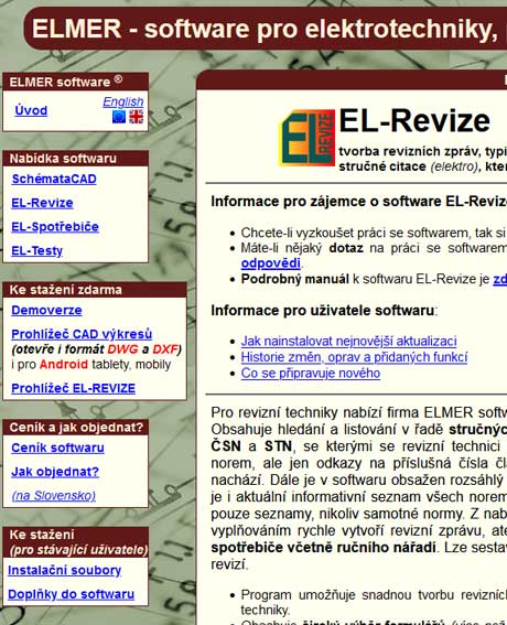 Software EL-Revize ELMER pro revizní techniky 