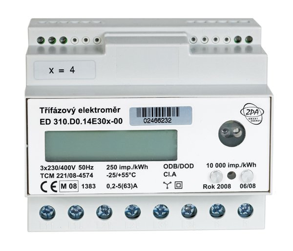 ZPA: ED 310 - třífázový elektroměr na DIN lištu 